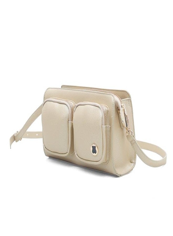 هاستر حقيبة كروس بودي روما من هامستر لندن للبنات - حقيبة يد ذهبية أنيقة، محفظة أنيقة وصغيرة الحجم من الجلد الصناعي - Image 4